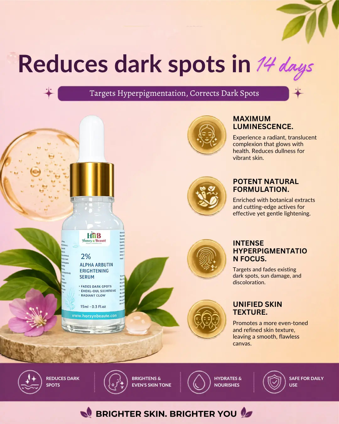 2% alpha arbutin skin brightening serum 15ml