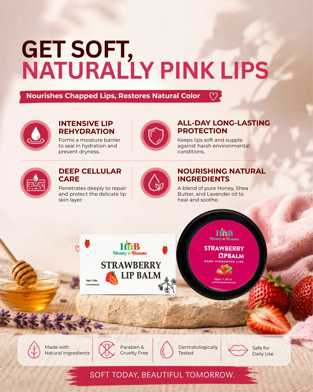 Strawberry lip balm 10gm